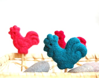 Needle felted pin brooch Animal brooch Cockerel lollipop brooch Wool Easter accessory Spring holiday decor