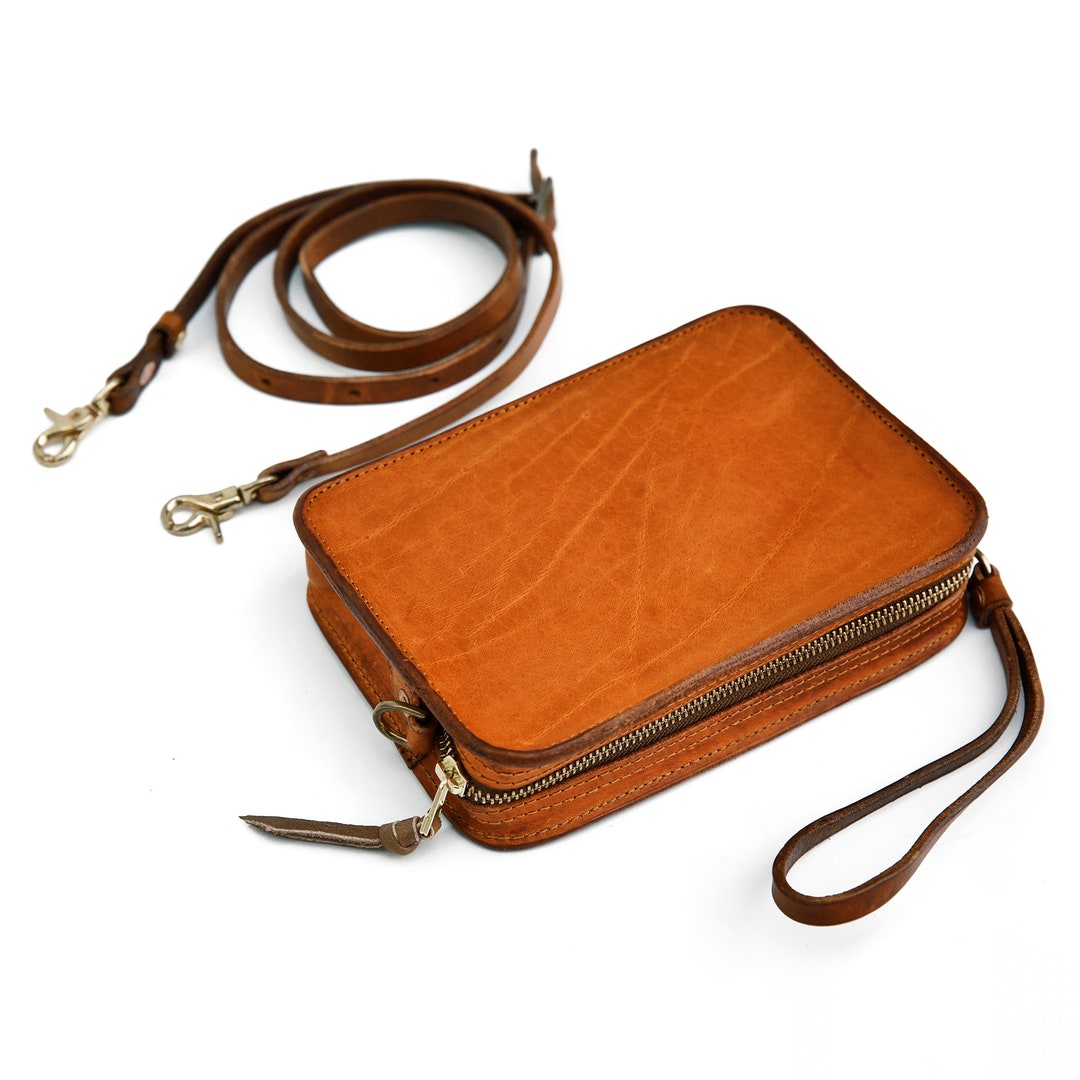 Women's Leather Wristlet Crossbody Pouch Leather Small Etsy