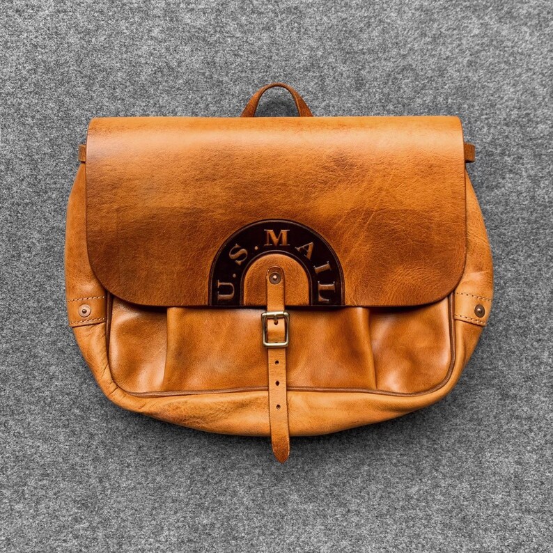 Genuine Leather Mail Satchel Vintage Crossbody Cambridge Etsy