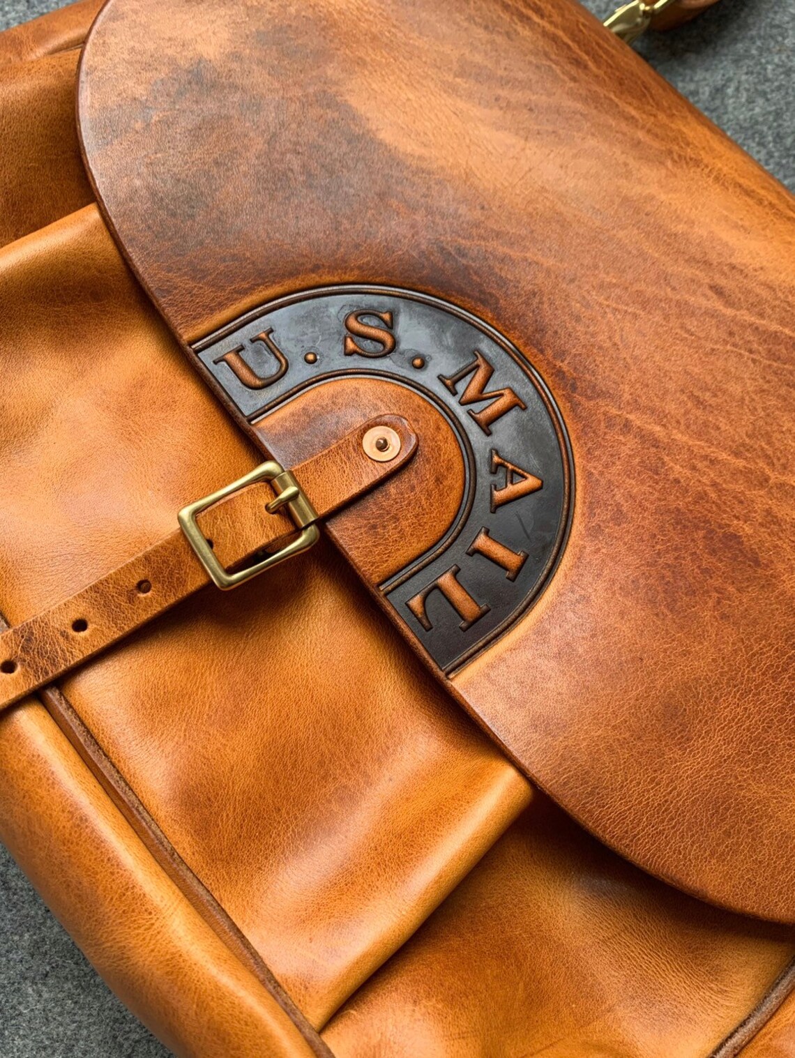 Genuine Leather Mail Satchel Vintage Crossbody Cambridge Etsy