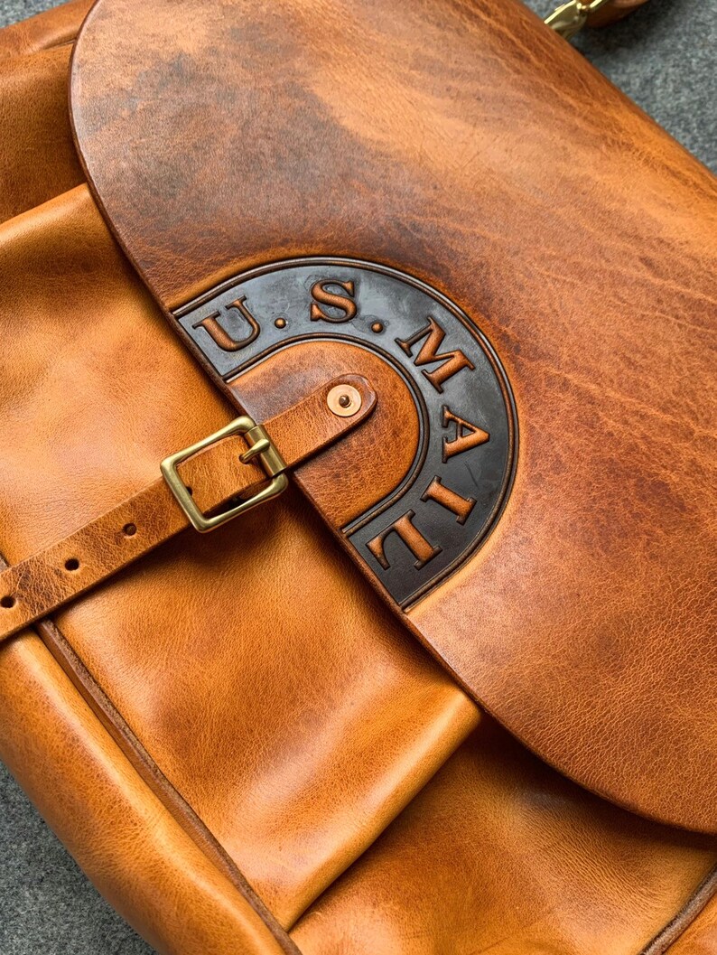 Genuine Leather Mail Satchel Vintage Crossbody Cambridge Etsy