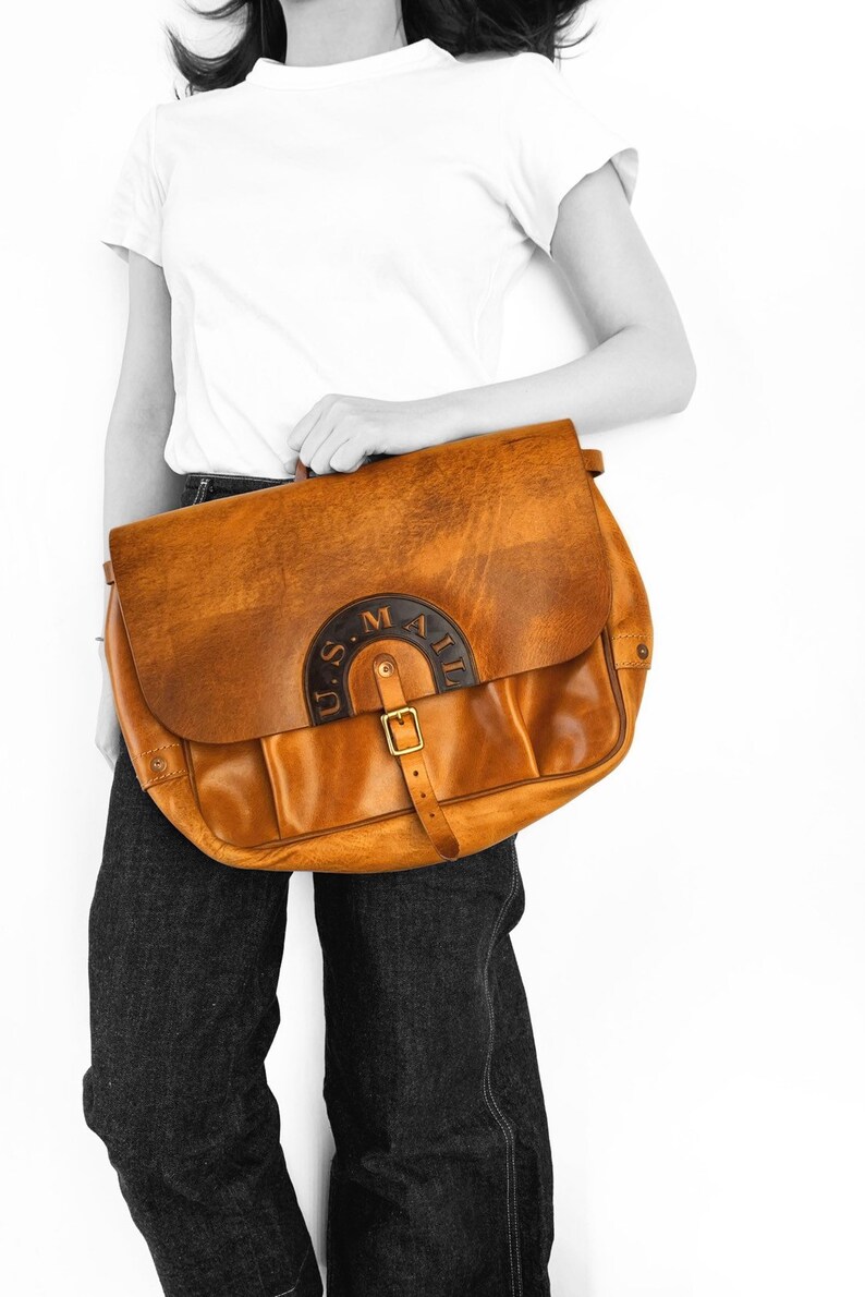 Genuine Leather Mail Satchel Vintage Crossbody Cambridge Etsy