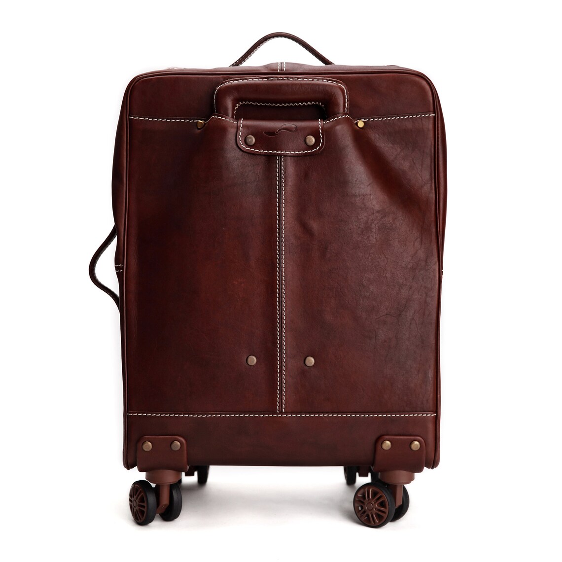 Retro Genuine Leather Rolling Luggage Capacity Business | Etsy