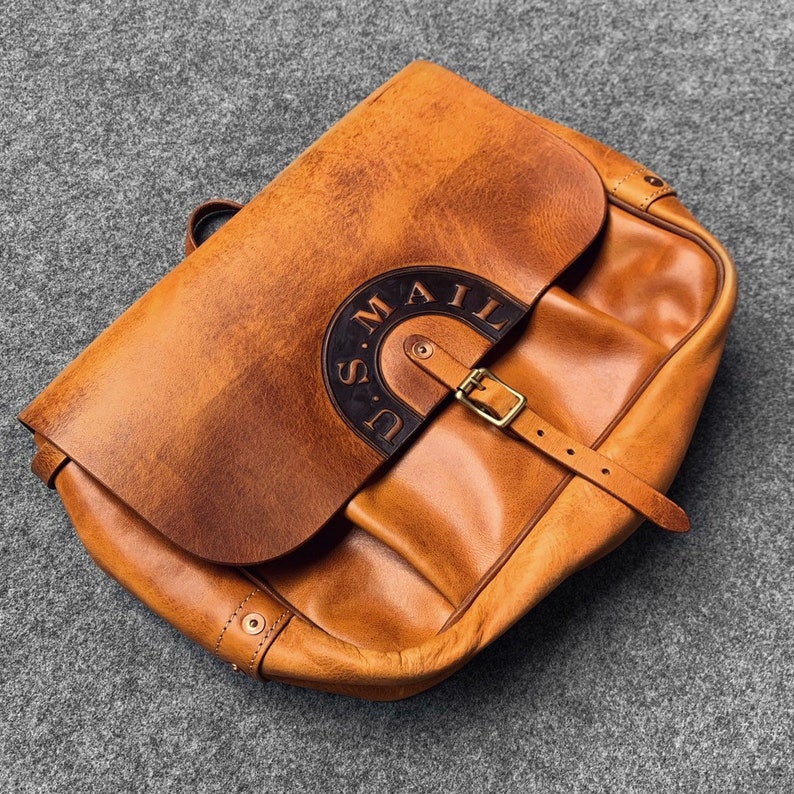 Genuine Leather Mail Satchel Vintage Crossbody Cambridge Etsy