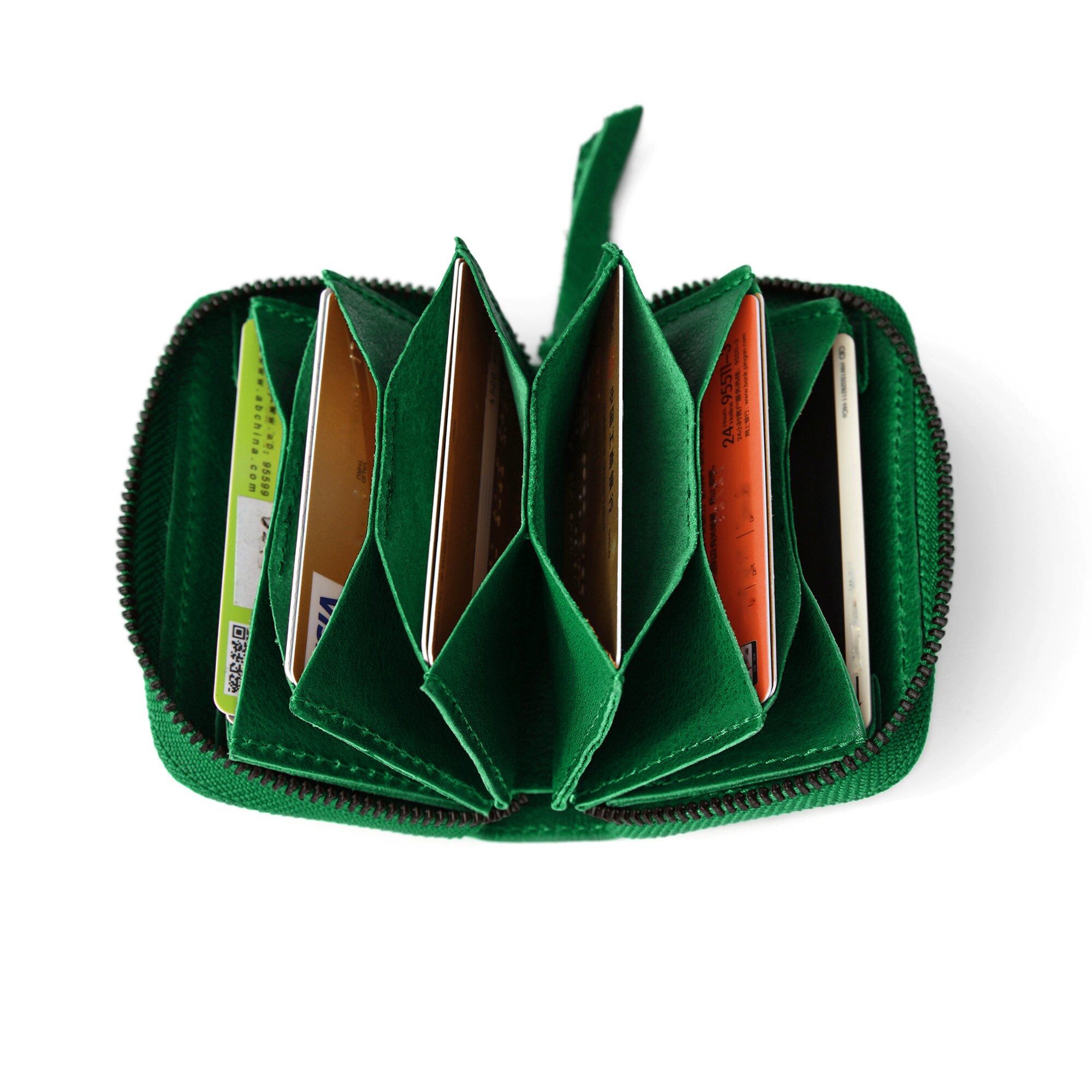 Zipper Card Wallet Genuine Leather Credit Card Holder Credit Etsy