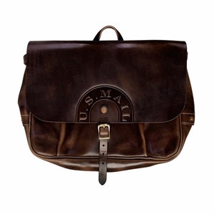 Genuine Leather Mail Bag School Bag Vintage Messenger Bag Briefcase Shoulder Bag 13 inch Laptop Bag Dark Brown Coffee Color Size L