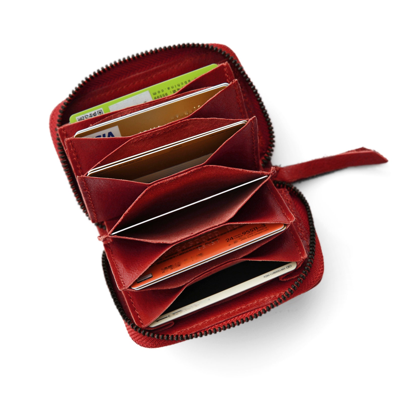 Zipper Card Wallet Genuine Leather Credit Card Holder Credit Etsy