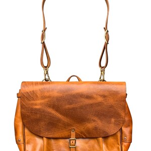 Genuine Leather US Mail Bag Vintage Messenger Briefcase Shoulder Bag 15inch Laptop Bag Sun Brown color No-Logo Size XL image 2