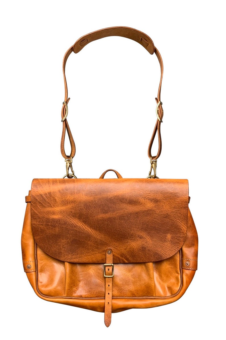 Genuine Leather US Mail Bag Vintage Messenger Briefcase Shoulder Bag 15inch Laptop Bag Sun Brown color No-Logo Size XL image 2