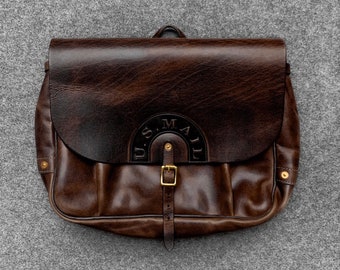 Genuine Leather Mail Bag School Bag Vintage Messenger Bag Briefcase Shoulder Bag 15inch Laptop Bag Dark Brown Coffee Color Size XL