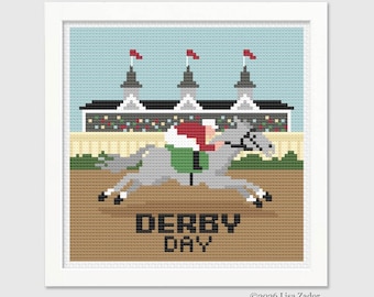 Derby Day Needlepoint Canvas - Hand Painted from Original Design - Kentucky Derby - Triple Crown