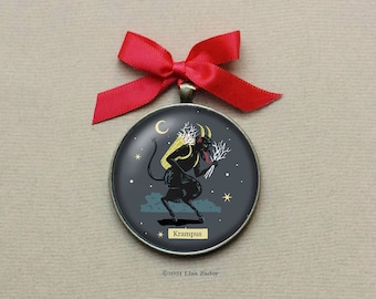 Krampus Kerst Ornament, Donkere Kerst, Gotische Kerst, Kous Stuffer, Office Gift Idee, Humoristische Kerstmis