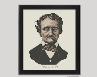 Edgar Allan Poe Cross-stitch for Victorian Gothic  Halloween  Decor - Instant Download PDF - Digital