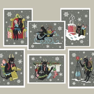 Biglietti di Natale Krampus, set di 6 biglietti vuoti e buste, biglietti di Natale insoliti e gotici