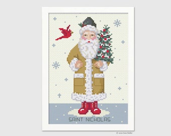 Saint Nicholas Cross Stitch Pattern - Santa Claus  - St. Nick - Counted Cross-stitch - Needlepoint Pattern - Instant Download PDF - Digital