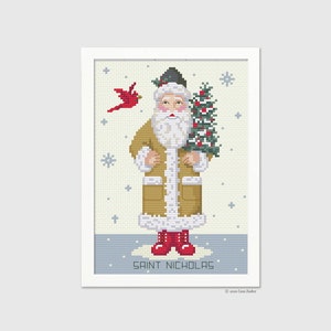 Padrão de ponto cruz de São Nicolau - Papai Noel - São Nicolau - Ponto de cruz contado - Padrão de agulha - Download instantâneo de PDF - Digital