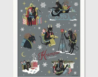 Krampus Christmas Art Print – Dark Gothic Folk Decor