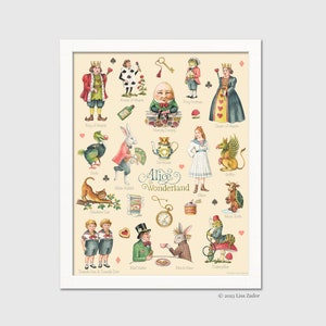 Alice in Wonderland Print from Original Artwork for  Nursery and Childrens Room- Baby Shower Gift - Literary Print