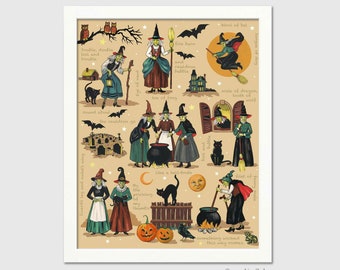Wicked Witch Halloween Print, Vintage Salem Art