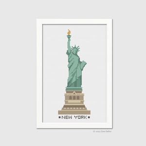 New York Statue of Liberty Cross-Stitch Pattern - Counted Cross-stitch - Nautical - Seashore - Summer - Instant Download PDF - Digital