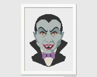 Dracula Cross-Stitch Pattern – Vampire Monster Ornament (PDF Pattern)