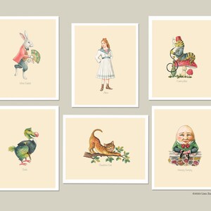 Cartes vierges pour comptine Alice au pays des merveilles, cadeau de naissance ou de naissance, lot de 6 ou 9 avec enveloppes