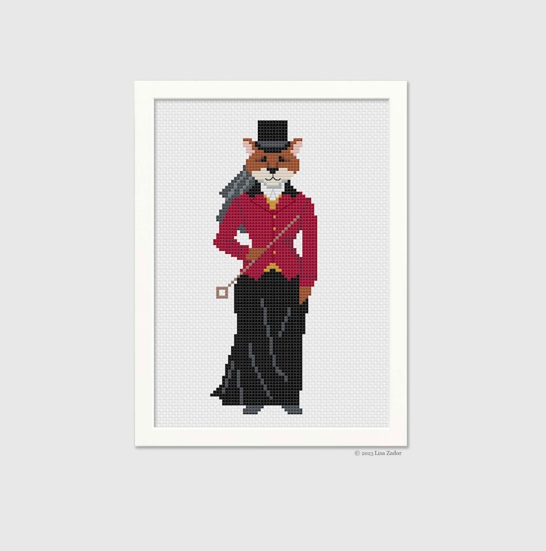 Lady Fox Hunt Cross-Stitch Pattern Counted Cross-stitch Needlepoint Pattern Instant Download PDF Digital image 3