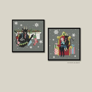 Krampus Coasters, Christmas Coaster Set, Creepy Christmas, Unique Hostess Gift, Unusual Housewarming, Stocking Stuffer, Secret Santa image 2