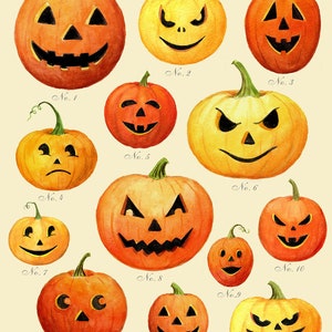Halloween Cards Jack-O-Lantern Cards Pumpkin Cards Retro Halloween Cards Vintage Halloween Jack O Lanterns image 2