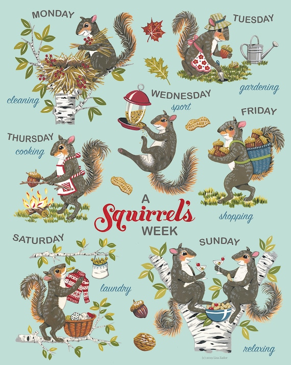 Squirrel Print From Original Hand Painted Artwork - Humorous Retro