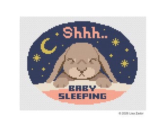Baby Sleeping Cross-stitch Sign - Original Bunny Design - Digital Download