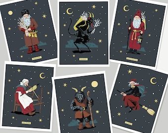 Dark Christmas Cards, Krampus, Belsnickel, La Befana,  Christmas Folklore, Unusual Christmas, Gothic