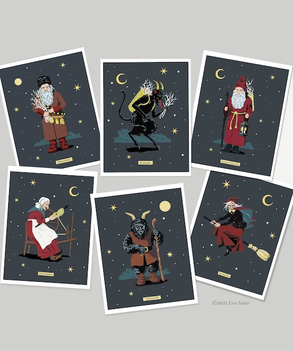 Dark Christmas Cards, Krampus, Belsnickel, La Befana,  Christmas Folklore, Unusual Christmas, Gothic