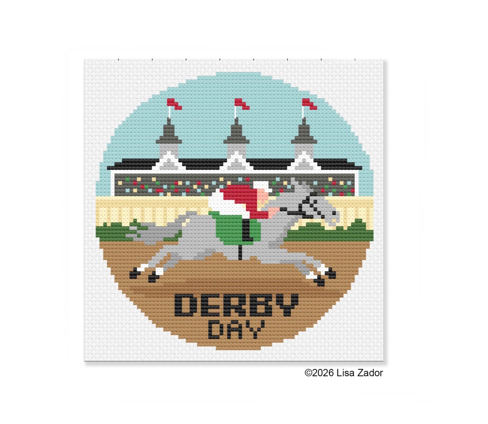 Okiru daby リズム rhythm レトロ レア 希少 競馬 Derby Kentucky Derby Needlepoint Ornament Canvas - Hand Painted From