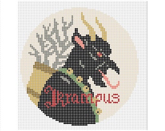 Krampus Christmas Needlepoint Ornament Canvas - Stitch Painted by hand- 4"