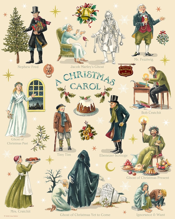 Una stampa di Canto di Natale, Scrooge, Stampa di Natale di