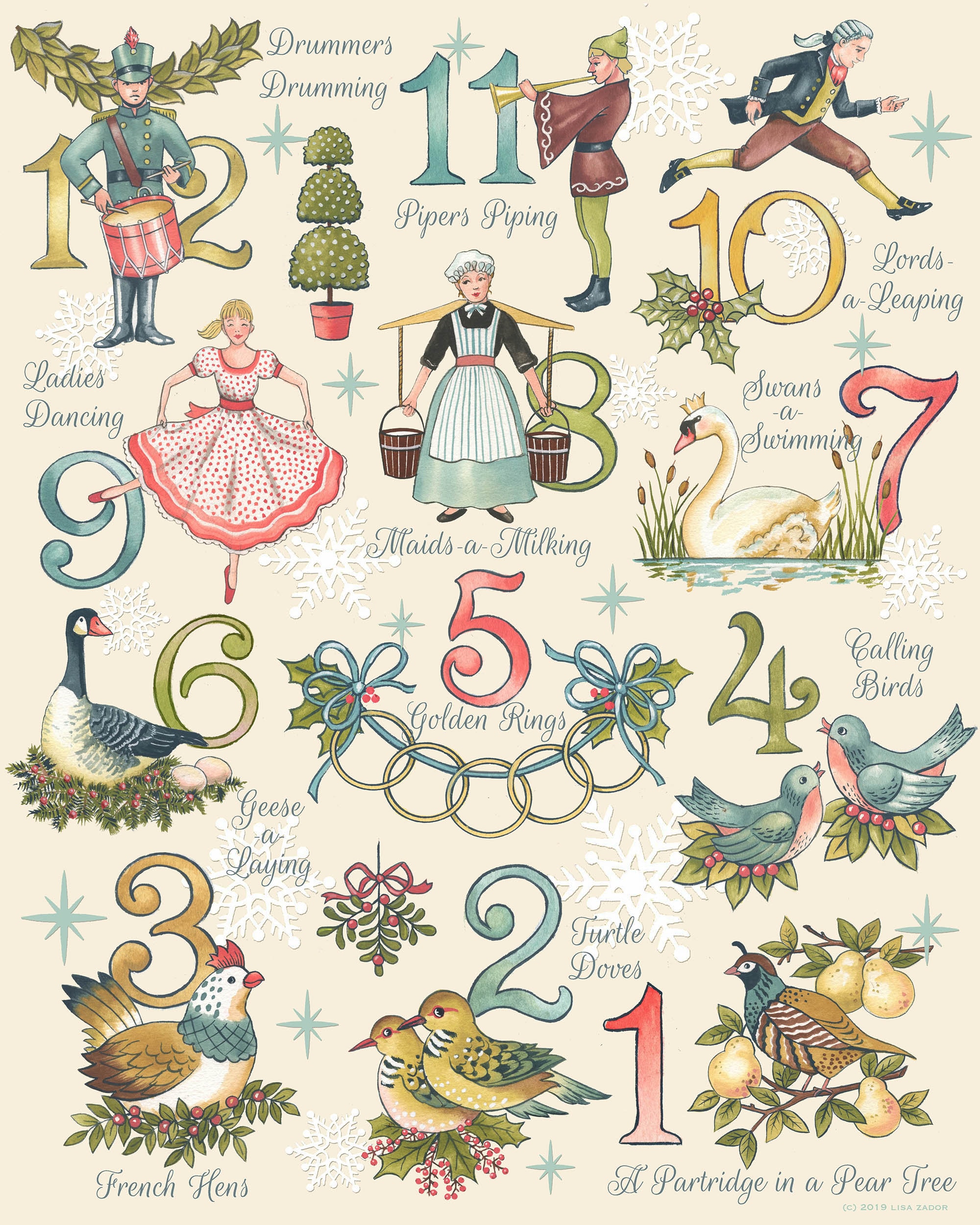 12 Days of Christmas Napkins 