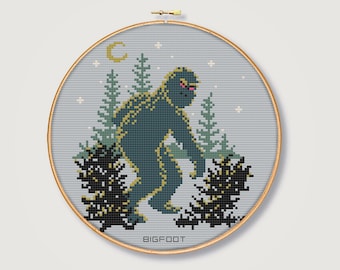 Bigfoot Cross-Stitch Pattern-  Counted Cross-stitch - Needlepoint Pattern - Instant Download PDF - Digital