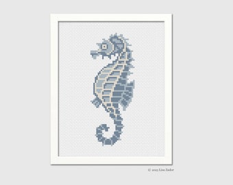 Seahorse Cross-Stitch Pattern - Counted Cross-stitch - Nautical - Seashore - Summer - Instant Download PDF - Digital