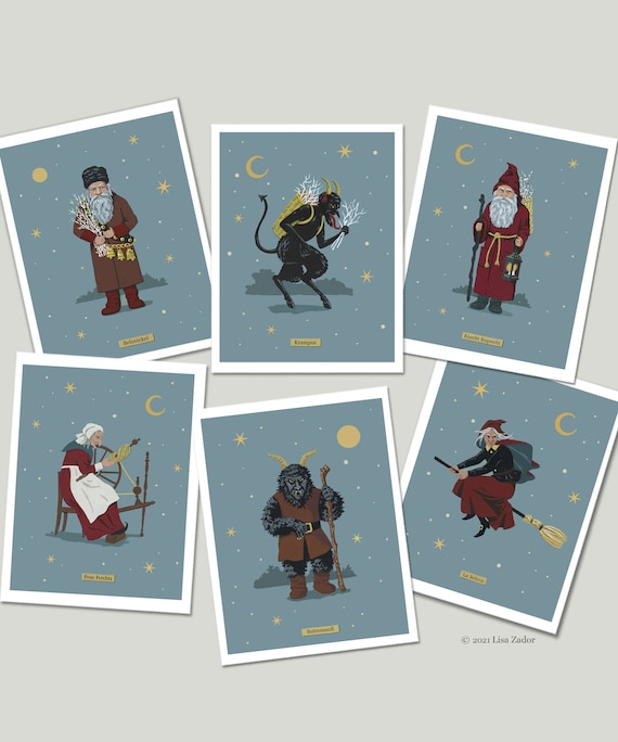 Dark Christmas Cards, Krampus, Belsnickel, La Befana, Christmas