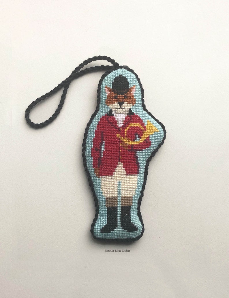 Needlepoint Canvas Fox Hunt Needlepoint Ornament Hand Painted Lady or Gentleman image 6