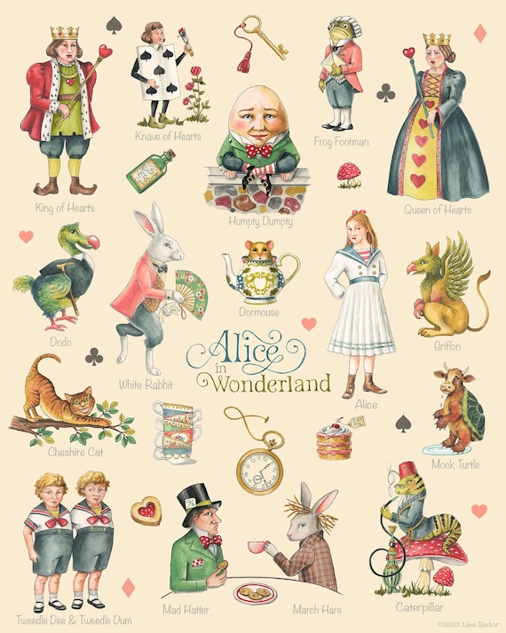 Alice in Wonderland Print From Original Artwork for Nursery and