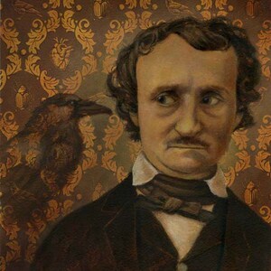 Edgar Allan Poe Poster Black and White Literary Art Gothic Victorian ...
