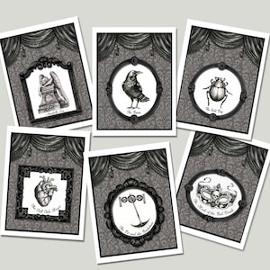 Edgar Allan Poe Cards, The Raven, Notecards, Victorian, Gothic, Literary, Book Lovers Gift, Victorian Mystery, Bibliophile