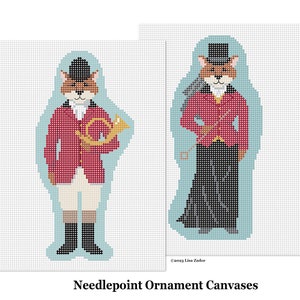 Needlepoint Canvas Fox Hunt Needlepoint Ornament Hand Painted Lady or Gentleman image 2