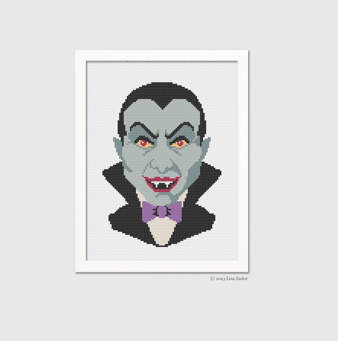 Vampire Crossstitch Pattern Dracula Ornament Classic Monster Horror