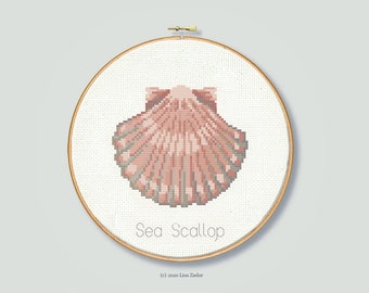 Muscheln - Kreuzstich Muscheln - Muschel Stickmuster - Strand - Instant Download PDF - Digital