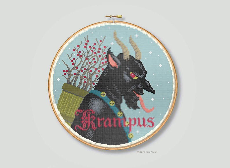 Krampus Crossstitch Pattern Gothic Needlepoint Halloween Etsy