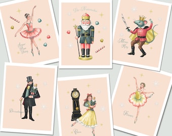 Nutcracker Ballet Christmas Cards from Original Artwork - Set of 6 or 9 Blank Card Set with Envelopes- Stocking Stuffer or Secret Santa Gift
