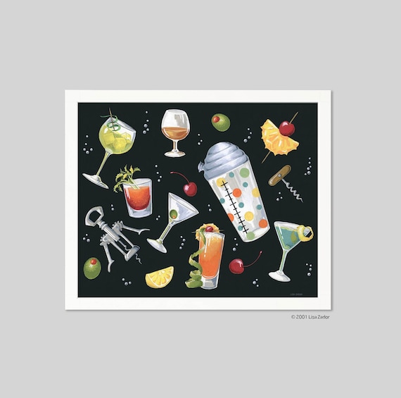 Retro Cocktail Print – Mid Century Bar Cart Decor, Vintage Art